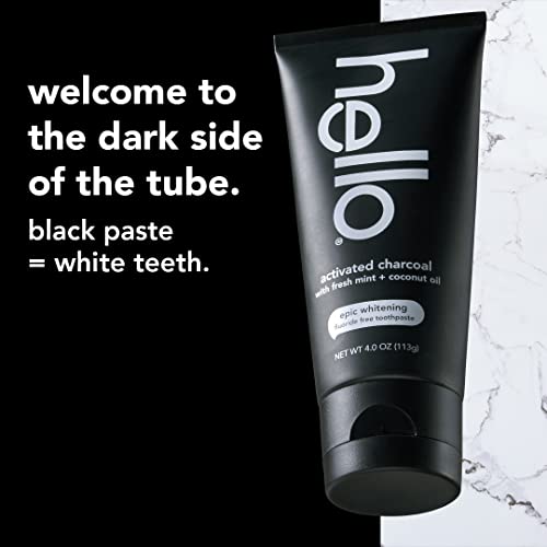 Hello, Fluoride Free Whitening Toothpaste, Activated Charcoal, With Fresh Mint & Coconut Oil, 4 oz (113 g)