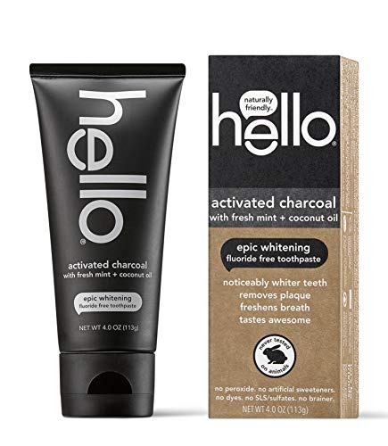 Hello, Fluoride Free Whitening Toothpaste, Activated Charcoal, With Fresh Mint & Coconut Oil, 4 oz (113 g)