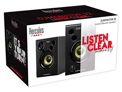 Hercules DJMonitor 32: 2 altavoces activos de monitorización de 15 vatios RMS, Negro