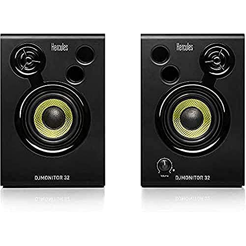 Hercules DJMonitor 32: 2 altavoces activos de monitorización de 15 vatios RMS, Negro