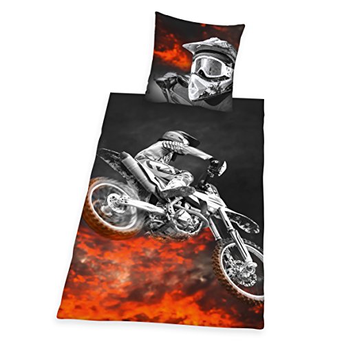 Herding 4859214050 – Juego de Cama con Estampado Motocross Microfibra 200 x 135 cm, Multicolor