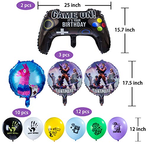 Herefun Artículos de Fiestas para Fanáticos de los Videojuegos, Cumpleaños de Tema de Videojuegos Kit de Suministros para Fiestas, Cumpleaños Decoraciones con Globos Banners, 52 Piezas