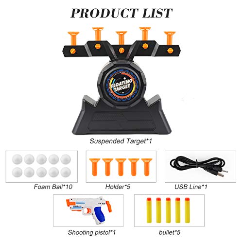 Herefun Juegos Tiro Blanco Flotante, Juego Objetivo Flotante, Objetivos Flotante de Tiro eléctricos Disparar, Juguetes Práctica Suspensión Bola Eléctricos, 10 Dardos (Naranja-B)