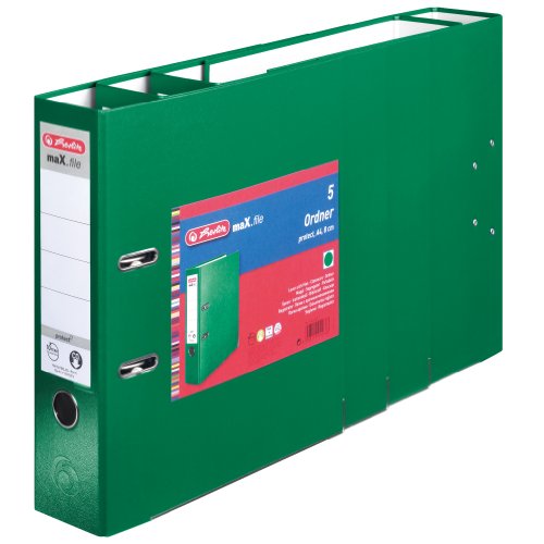 Herlitz max.file Protect - Lote de archivadores de palanca con anillas (5 unidades, 8 cm, A4), color verde