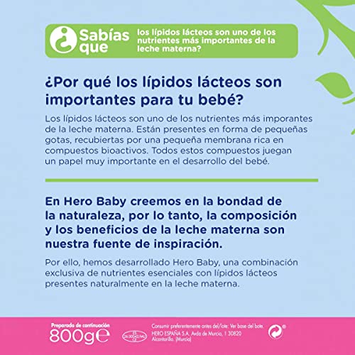 Hero Baby 2 Leche de Continuación en Polvo, desde los 6 Meses, 800g