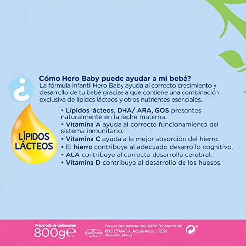 Hero Baby 2 Leche de Continuación en Polvo, desde los 6 Meses, 800g
