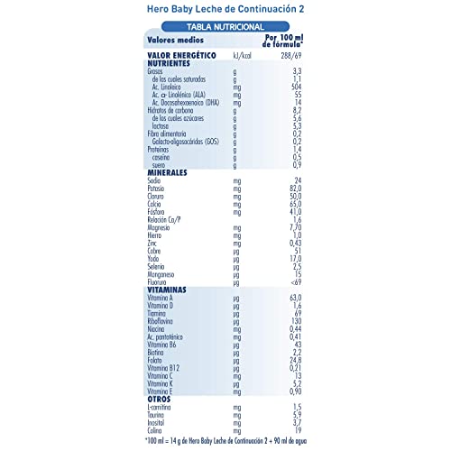 Hero Baby 2 Leche de Continuación en Polvo, desde los 6 Meses, 800g