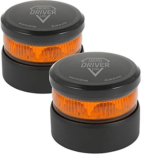 Hero Driver LED Luz Emergencia V16 Batería Litio Recargable Baliza Señalización DGT Homologada - 2 Unidades