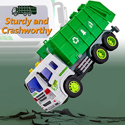 HERSITY Camion Basura de Juguete Grande Coches de Friccion con Luces y Sonidos Vehiculos Juguetes Regalos para Niños 3 4 5 6 Años