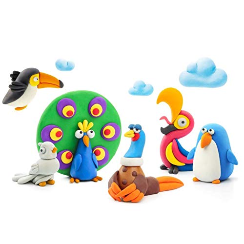 Hey Clay Plastilina interactiva para niños, 18 recipientes, para manualidades, aplicación de juguetes infantiles (pájaros)