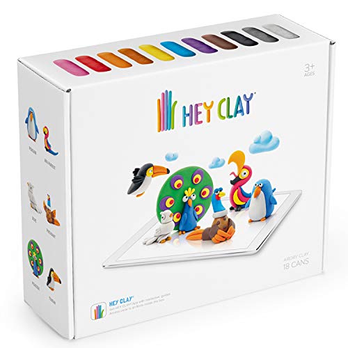 Hey Clay Plastilina interactiva para niños, 18 recipientes, para manualidades, aplicación de juguetes infantiles (pájaros)