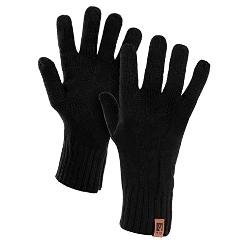 HEYO Juego de 3 piezas de gorro de invierno para mujer, gorro, bufanda y guantes forrados HZ0004, Negro , Talla única