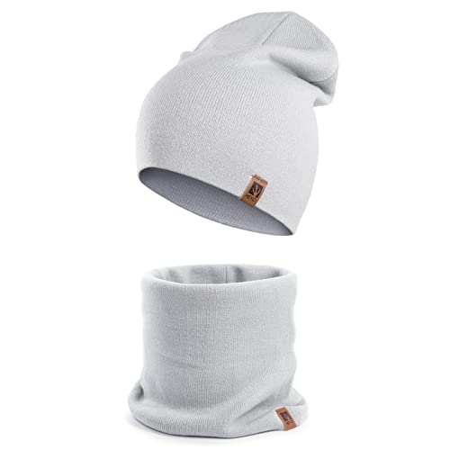 HEYO Juego de gorro y bufanda para mujer | gorro de invierno HZ0005, gris, Talla única