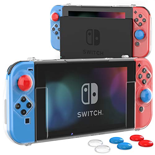 HEYSTOP Carcasa Compatible con Nintendo Switch, Funda Nintendo Switch con Protector de Pantalla para Nintendo Switch Console con 6 Agarres para el Pulgar, Nueva Actualización 2021