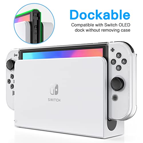HEYSTOP Carcasa para Nintendo Switch OLED Model, Funda Nintendo Switch OLED con Soporte el Protector de Pantalla para Nintendo Switch OLED Console y Grip con Agarres para el Pulgar…