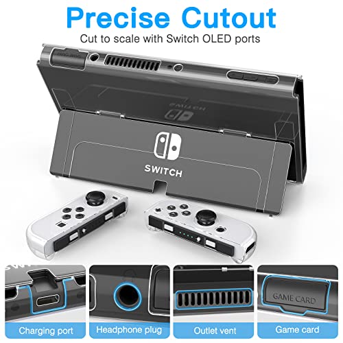 HEYSTOP Carcasa para Nintendo Switch OLED Model, Funda Nintendo Switch OLED con Soporte el Protector de Pantalla para Nintendo Switch OLED Console y Grip con Agarres para el Pulgar…