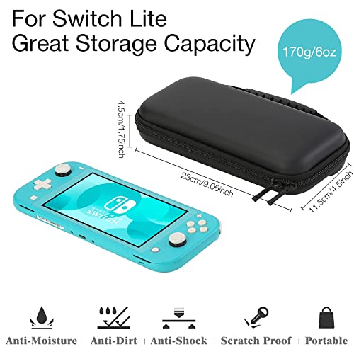 HEYSTOP Funda Compatible con Nintendo Switch Lite, Accesorios Nintendo Switch Lite con 10 Juegos de Nintendo Switch Organizador de Tarjeta, Nintendo Switch Lite Funda Accesorios - Negro