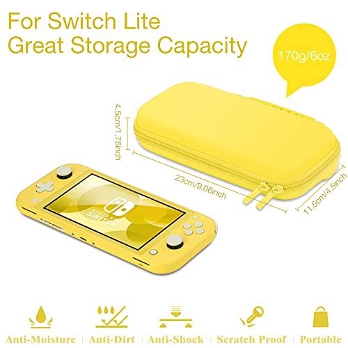 HEYSTOP Funda Compatible con Nintendo Switch Lite, Accesorios Nintendo Switch Lite con 10 Juegos de Nintendo Switch Organizador de Tarjeta, Nintendo Switch Lite Funda Accesorios - Amarillo