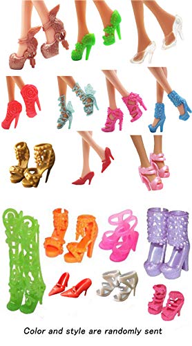 Hey~Yo Ropa de muñeca para Barbie de 33 piezas, 3 piezas, vestido de boda + 10 juegos de ropa informal + 10 perchas + 10 pares de zapatos