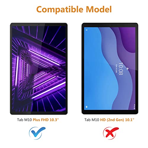 Hianjoo Funda Compatible con Lenovo Tab M10 FHD Plus Gen 2 10.3", Slim Smart Protectora Folio Tablet Cover de Cuero con Función de Soporte Carcasa para TB-X606 X606F, Negro