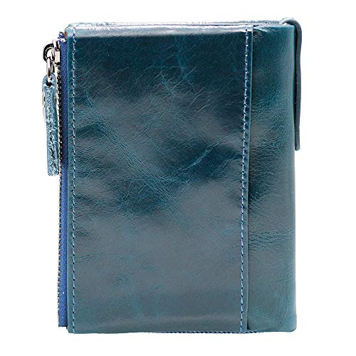 Hibate (Azul) Cartera Cuero Hombre RFID Bloqueo Billetera Tarjetas de Crédito Carteras Piel Monedero