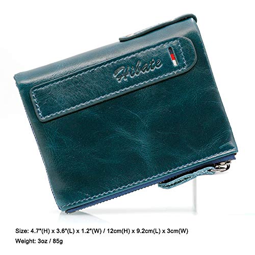 Hibate (Azul) Cartera Cuero Hombre RFID Bloqueo Billetera Tarjetas de Crédito Carteras Piel Monedero