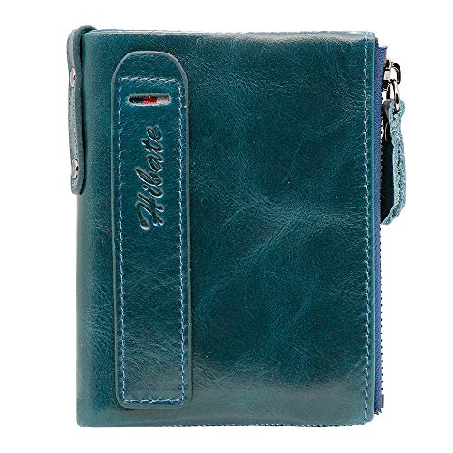 Hibate (Azul) Cartera Cuero Hombre RFID Bloqueo Billetera Tarjetas de Crédito Carteras Piel Monedero