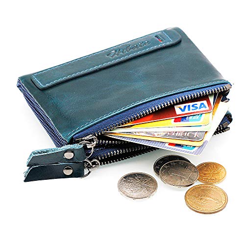 Hibate (Azul) Cartera Cuero Hombre RFID Bloqueo Billetera Tarjetas de Crédito Carteras Piel Monedero
