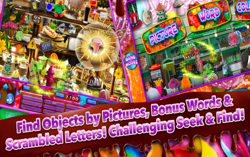 Hidden Objects Candy Chaos & Dessert Junk Food – Chocolate, Cupcakes, Donuts Object Time Puzzle Photo Pic FREE Game & Spot the Difference