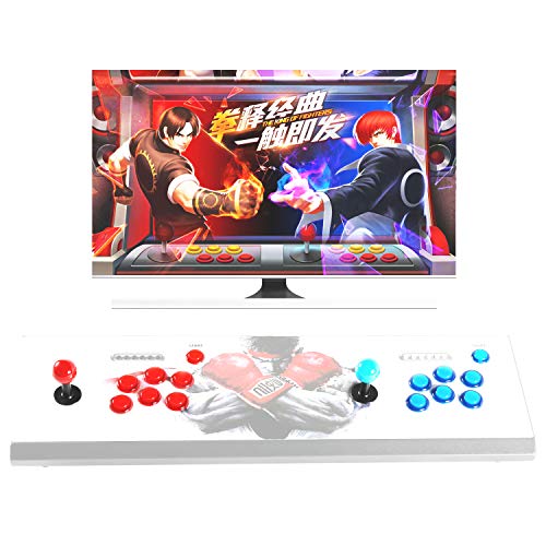 Hikig 2 Jugadores Arcada Juegos Retro Kit de Piezas de Bricolaje, 20 Botones LED + 2X 8 Modos Joystick + 2X codificador USB para Mame Jamma Retropie y Otros Videojuegos, Azul y Rojo