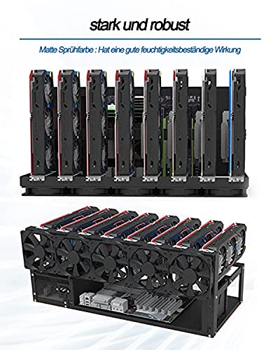 HIMAugbo Mining Case Rack Motherboard Bracket, Open Mining Rig Frame for 8 gpu Mining Case Rack, para ATX/Btx/Flex/Itx/Microatx, Ventilador de 4 X 12 cm, 8gpu