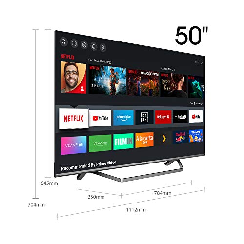 Hisense ULED 2020 50U7QF - Smart TV 50" Resolución 4K, Quantum Dot, FALD, Dolby Vision, Dolby Atmos, Vidaa U 4.0 con IA, Alexa Built-in, Gris