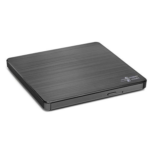 Hitachi-LG GP60NB60 Grabadora Externa DVD Unidad USB 2.0 Portátil Delgado DVD-RW CD ROM Rewriter para escritorio PC o Ordenador Portátil de Escritorio Windows y Mac OS con Conectividad de TV - Negro