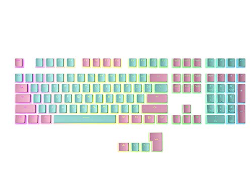 HK Gaming 108 - Juego de 108 Teclas de Doble Disparo PBT Pudding Ansi/ISO - Perfil OEM Pudding Keyset 60% / 87 TKL / 104/108 MX (Miami)