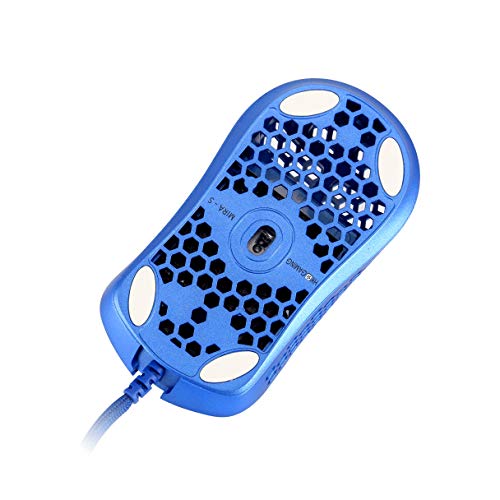 HK Gaming Mira M Ratón para Juegos con Cable Ambidiestro Honeycomb Ultralight RGB - 12000 cpp - 6 Botones - 63 g (Mira-M, Azúl metálico)