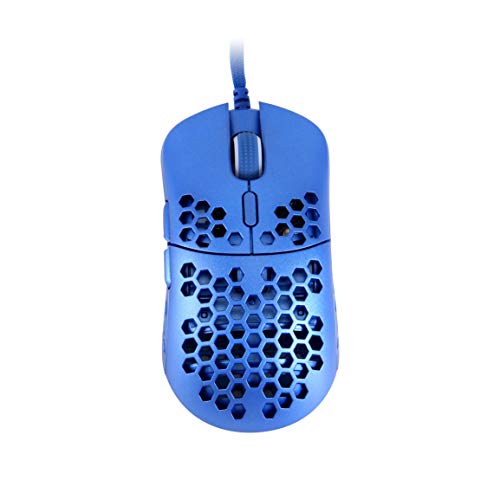 HK Gaming Mira M Ratón para Juegos con Cable Ambidiestro Honeycomb Ultralight RGB - 12000 cpp - 6 Botones - 63 g (Mira-M, Azúl metálico)