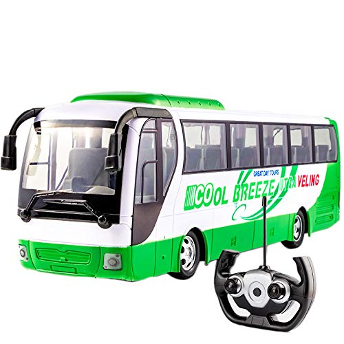 HLPIGF SimulacióN Control Remoto AutobúS Realista RC Bus TuríStico de la Ciudad Coche Juguetes para NiñOs (Verde)