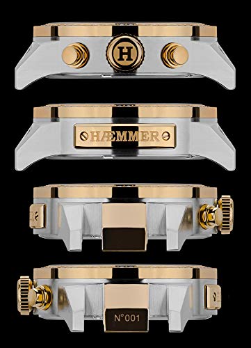 HÆMMER G-2 - Reloj de pulsera analógico para mujer (mecanismo de cuarzo, 45 mm de diámetro, con pulsera de eslabones de acero inoxidable)
