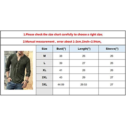Hombre Cuello En V Camisetas Manga Larga Botón En Slim para Camisa Ocio Color Sólido La Moda Blusa Superior Retro Henley Camisas 3 Colores M-3XL