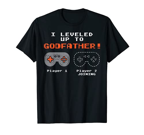 Hombre Leveled Up Godfather Gamer Pregnancy Announcement Men Gift Camiseta
