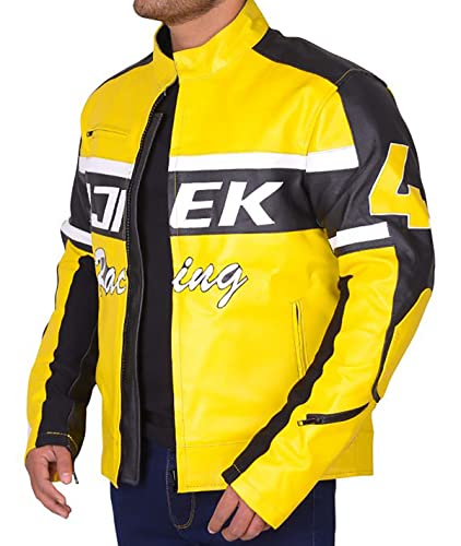 Hombres Dead Rising 2 Chuck Greene Ijiek Racing Caza Amarillo Biker Chaqueta de cuero, Cuero De Imitación, XXL