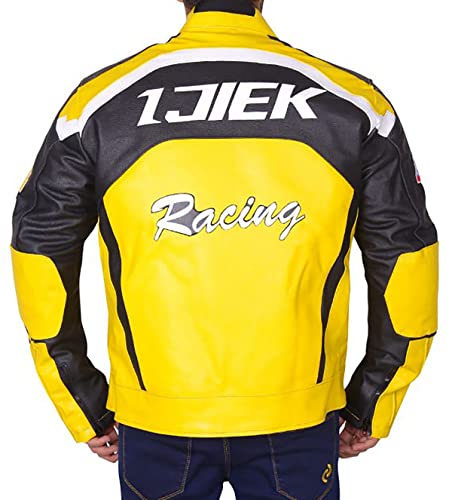 Hombres Dead Rising 2 Chuck Greene Ijiek Racing Caza Amarillo Biker Chaqueta de cuero, Cuero De Imitación, XXL