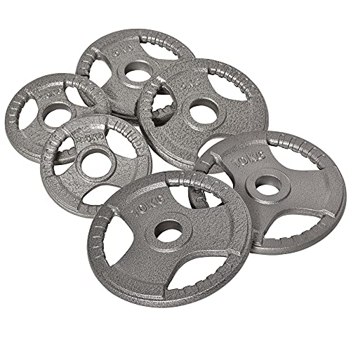 HOMCOM Juego de 6 Discos de Pesas de Acero 2,5-10 kg con Peso Total de 35 kg Discos Olímpicos con Orificio Central de Ø54 mm para Entrenamiento en Casa Gimnasio Plata