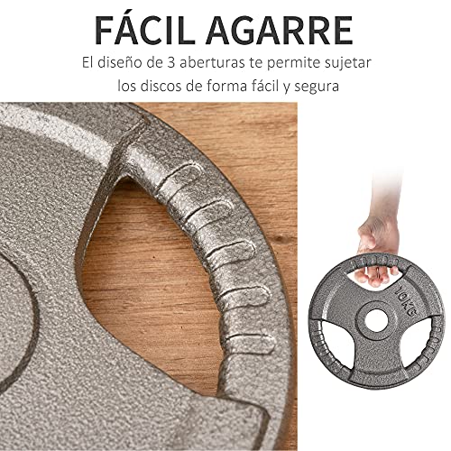 HOMCOM Juego de 6 Discos de Pesas de Acero 2,5-10 kg con Peso Total de 35 kg Discos Olímpicos con Orificio Central de Ø54 mm para Entrenamiento en Casa Gimnasio Plata