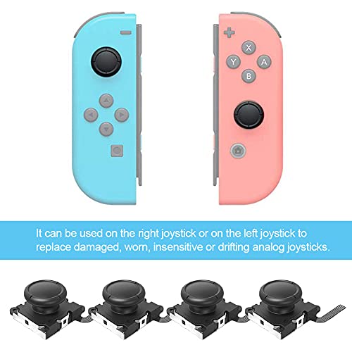 Homealexa 4 paquetes de 3D Joysticks Analógicos para Nintendo Switch Joy-Con, con Destornillador Herramientas de Reparación