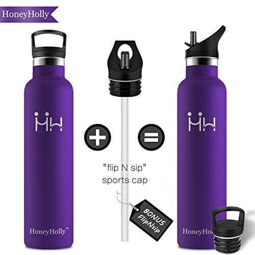 HoneyHolly Botella de Agua Acero Inoxidable 1000ml, Aislamiento de Vacío de Doble Pared, Botellas de Frío/Caliente, sin bpa Botella Reutilizable para niños Sport Gimnasio Trekking Bicicleta