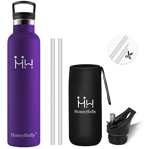 HoneyHolly Botella de Agua Acero Inoxidable 1000ml, Aislamiento de Vacío de Doble Pared, Botellas de Frío/Caliente, sin bpa Botella Reutilizable para niños Sport Gimnasio Trekking Bicicleta