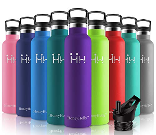 HoneyHolly Botella de Agua Acero Inoxidable 1000ml, Aislamiento de Vacío de Doble Pared, Botellas de Frío/Caliente, sin bpa Botella Reutilizable para niños Sport Gimnasio Trekking Bicicleta