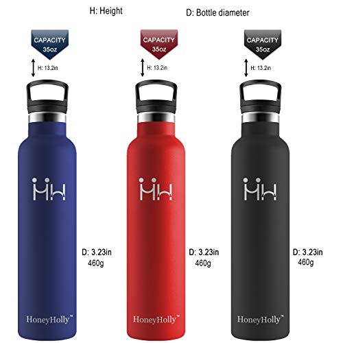 HoneyHolly Botella de Agua Acero Inoxidable 1000ml, Aislamiento de Vacío de Doble Pared, Botellas de Frío/Caliente, sin bpa Botella Reutilizable para niños Sport Gimnasio Trekking Bicicleta
