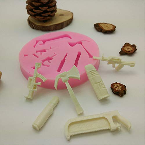 Hongma Moldes de Rifle Bala Hacha Sierra de Silicona para Fondant Caramelos Chocolates